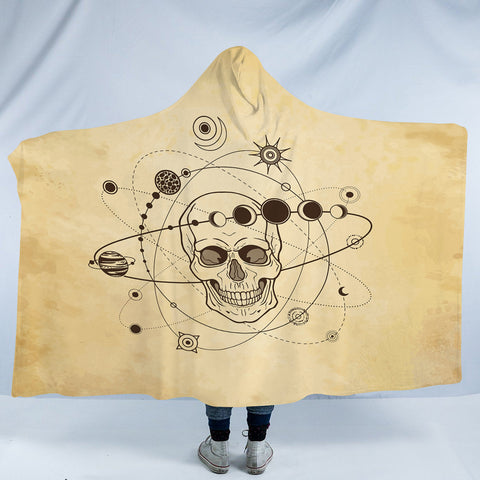 Image of Retro Skull Galaxy Sketch SWLM4524 Hooded Blanket