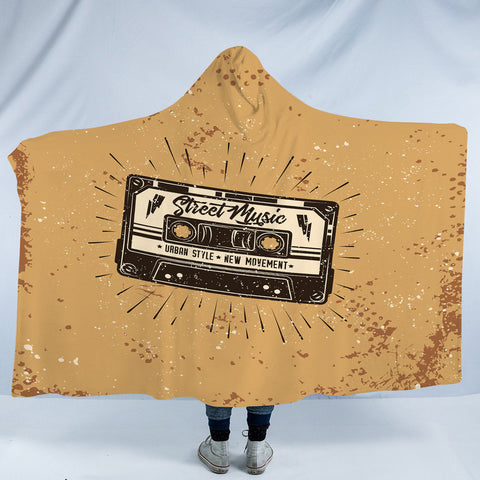 Image of Retro Cassette Street Music SWLM4526 Hooded Blanket