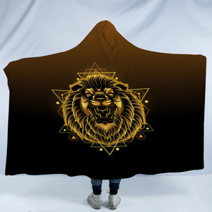 Modern Golden Lion Zodiac Black Theme SWLM4529 Hooded Blanket