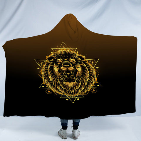 Image of Modern Golden Lion Zodiac Black Theme SWLM4529 Hooded Blanket
