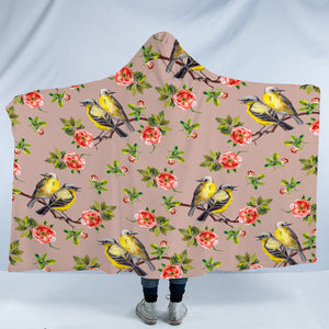 Couple Sunbird and Pink Flowers SWLM4533 Hooded Blanket