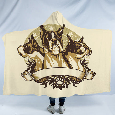 Image of Retro Golden Three Heads Bulldogs Old School SWLM4535 Hooded Blanket