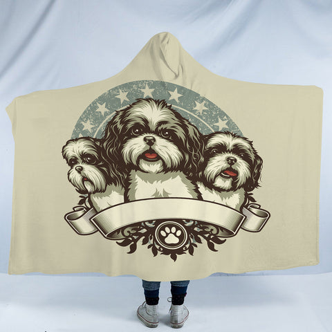 Image of Retro Three Heads Cavalier King Charles Spaniel Superstar SWLM4536 Hooded Blanket