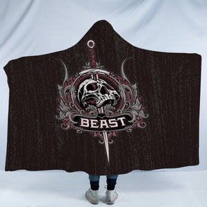 Skull Knife Beast Metal Logo Black Theme SWLM4540 Hooded Blanket