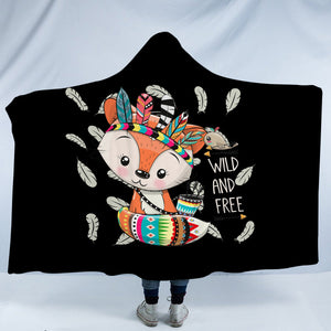 Cute Cartoon Aztec Fox - Wild & Free SWLM4541 Hooded Blanket