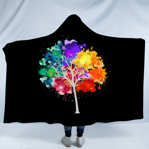 Image of Colorful Spray Leaves Plant SWLM4545 Hooded Blanket