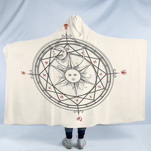 Sun Moon Sign Zodiac Compass SWLM4579 Hooded Blanket