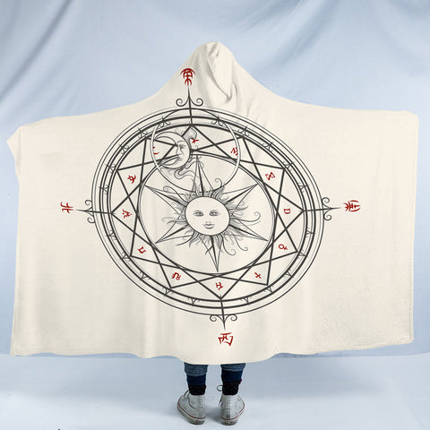 Image of Sun Moon Sign Zodiac Compass SWLM4579 Hooded Blanket