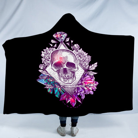 Image of Vintage Skull Purple Diamon Sketch SWLM4584 Hooded Blanket