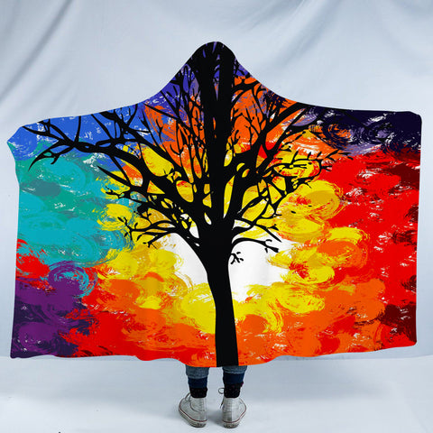 Image of Colorful Big Tree Full Screen SWLM4585 Hooded Blanket