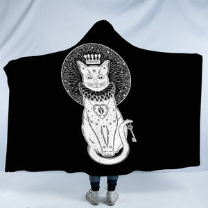 Royal White Cat Crown SWLM4587 Hooded Blanket