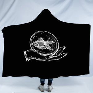 Hand Holding Fish SWLM4589 Hooded Blanket