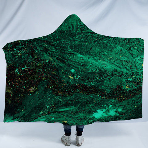Image of Dark Green Waves Theme SWLM4593 Hooded Blanket