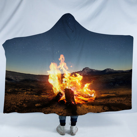 Image of Burning Wood In The Desert SWLM4599 Hooded Blanket