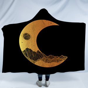Golden Half Moon Landscape Illustration SWLM4637 Hooded Blanket