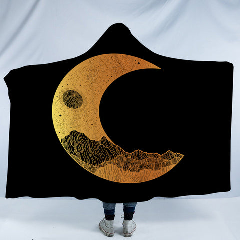 Image of Golden Half Moon Landscape Illustration SWLM4637 Hooded Blanket
