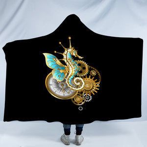 Golden Hippocampus Robot SWLM4642 Hooded Blanket