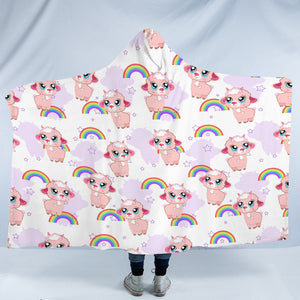 Cute Alapaca Rainbow Monogram SWLM4647 Hooded Blanket