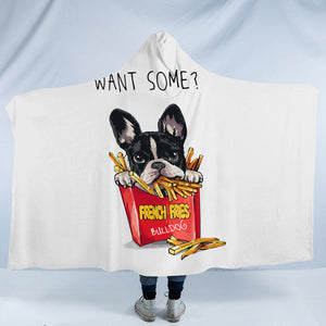 French Fries Bulldog SWLM4653 Hooded Blanket