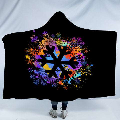 Image of Colorful Spray Snowflake SWLM4655 Hooded Blanket