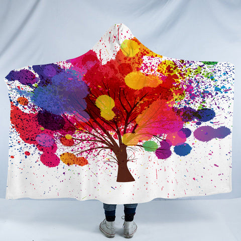 Image of Colorful Splash Big Tree SWLM4657 Hooded Blanket