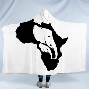 B&W Elephant Sketch Icon SWLM4659 Hooded Blanket