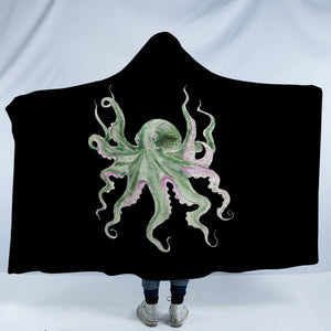 Purple Green Octopus Black Theme SWLM4660 Hooded Blanket