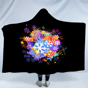 Multi Color White Snowflake SWLM4661 Hooded Blanket