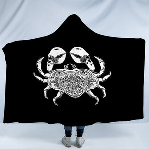 B&W Tattoo Crab SWLM4663 Hooded Blanket