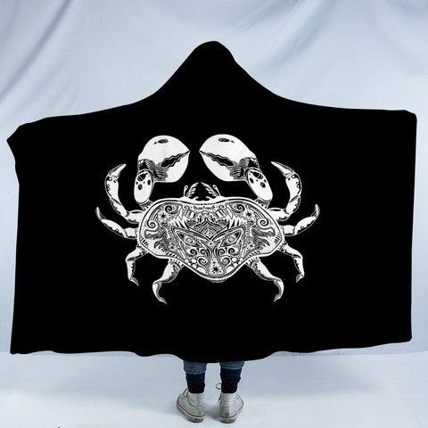 Image of B&W Tattoo Crab SWLM4663 Hooded Blanket