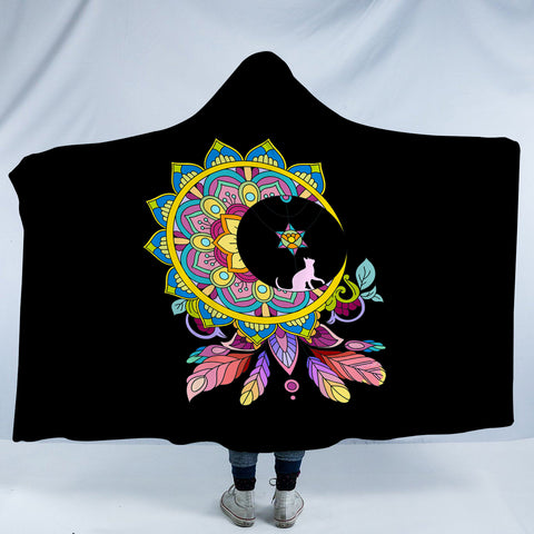 Image of Half Moon Mandala Dream Catcher SWLM4665 Hooded Blanket