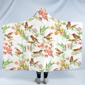 Brown Sunbirds & Pink Flowers SWLM4731 Hooded Blanket