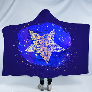 Yellow Curve Star White Dot Blue Theme SWLM4734 Hooded Blanket