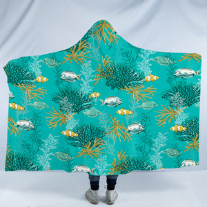 Tiny Creatures Marine Ocean SWLM4737 Hooded Blanket