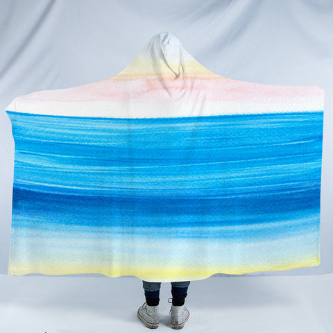 Image of Watercolor Gradient White Blue SWLM4741 Hooded Blanket