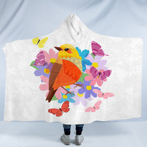 Pastel Geometric Sunbird & Butterflies SWLM4744 Hooded Blanket