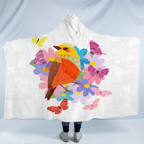 Image of Pastel Geometric Sunbird & Butterflies SWLM4744 Hooded Blanket