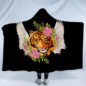 Floral Tiger Wings Draw SWLM4750 Hooded Blanket