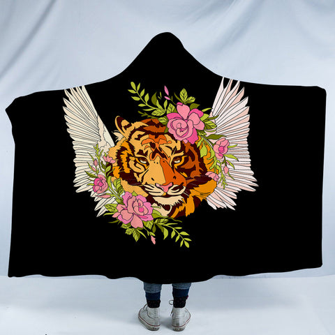 Image of Floral Tiger Wings Draw SWLM4750 Hooded Blanket