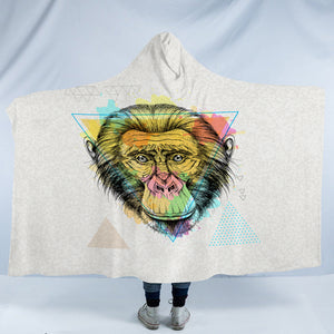 Colorful Watercolor Triangle Monkey SWLM4751 Hooded Blanket