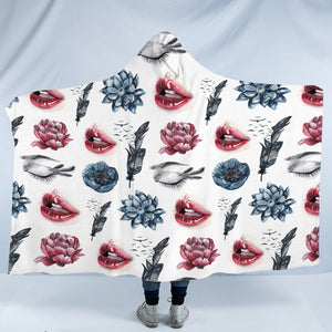 Flower, Feather, Lips Monogram SWLM4754 Hooded Blanket