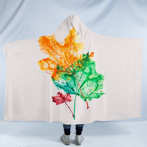 Colorful Maple Leaves White Theme SWLM5148 Hooded Blanket
