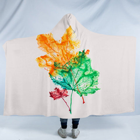 Image of Colorful Maple Leaves White Theme SWLM5148 Hooded Blanket