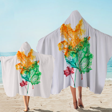 Image of Colorful Maple Leaves White Theme SWLS5148 Hooded Towel
