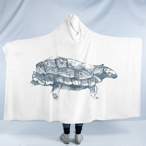 Turtle Pencil Sketch Grey Line SWLM5149 Hooded Blanket