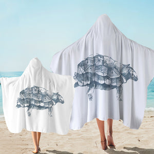 Turtle Pencil Sketch Grey Line SWLS5149 Hooded Towel