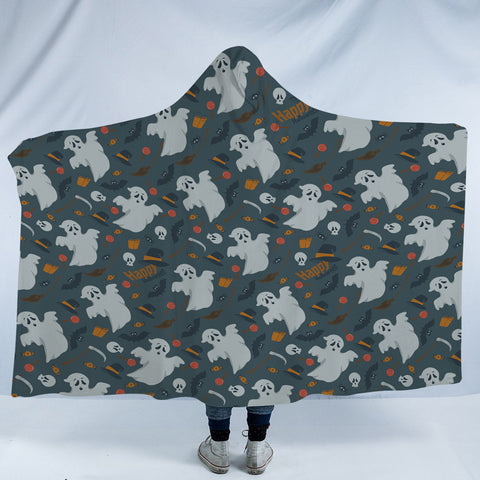 Image of Cute Ghost Halloween Theme SWLM5150 Hooded Blanket
