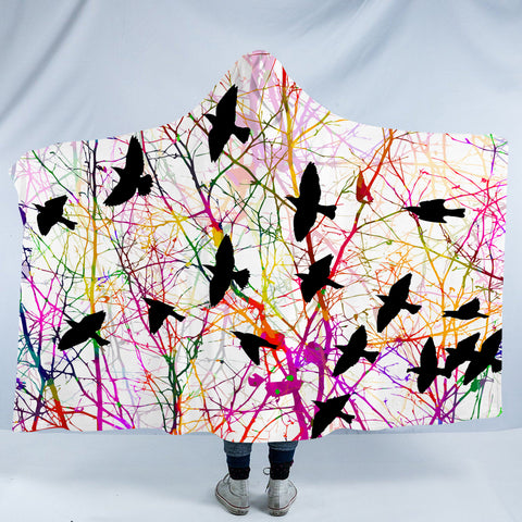 Image of Colorful Bird Net SWLM5153 Hooded Blanket