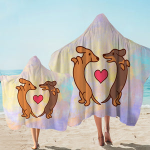 Cute Couple Dachshund Pastel Theme SWLS5154 Hooded Towel