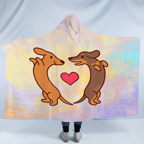 Image of Cute Couple Dachshund Pastel Theme SWLM5154 Hooded Blanket